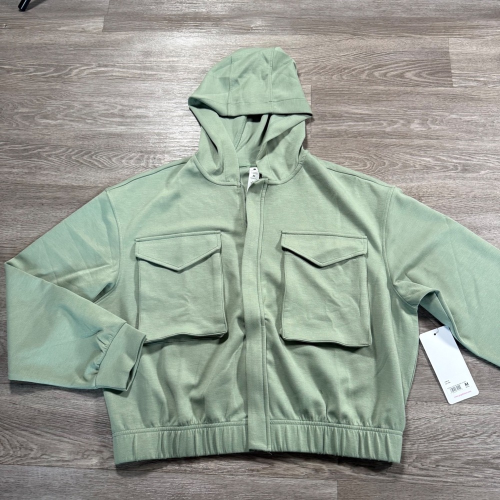 Yogalicious Scuba Autumn Hoodie Jacket Lily Pad Green Full Zip Cargo Pockets M